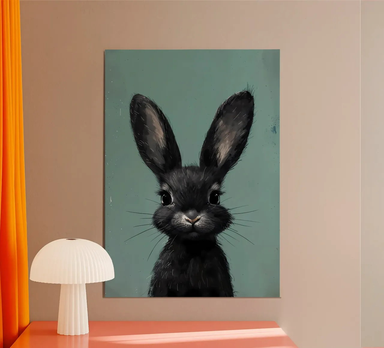 Lively Black Bunny poster by Manh beo