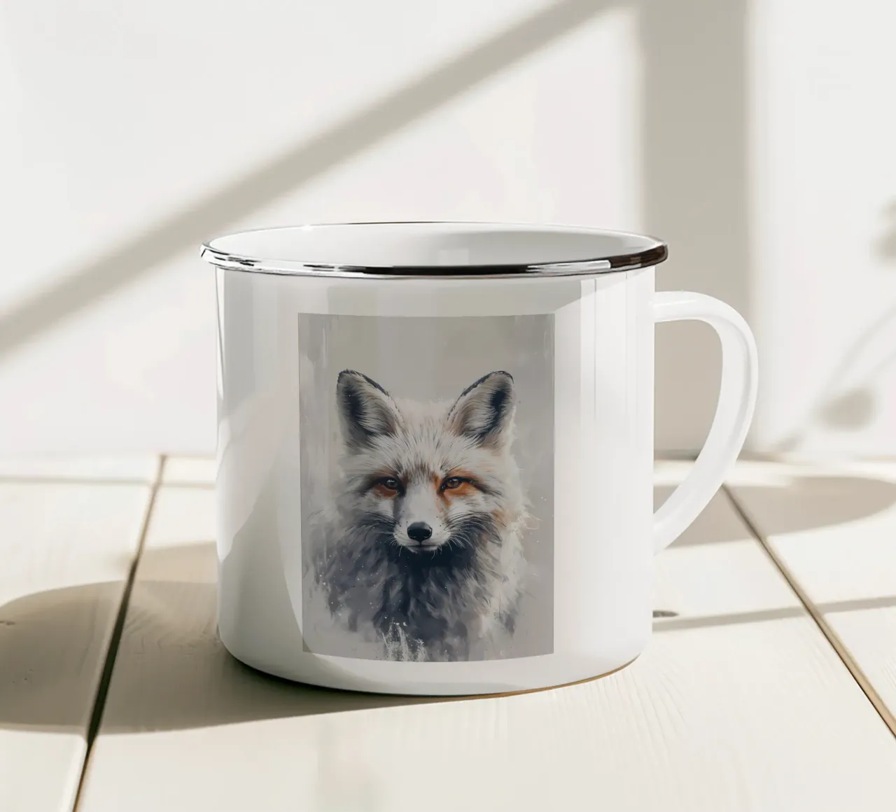 Sguardo maestoso della volpe tazza in smalto da Manh beo