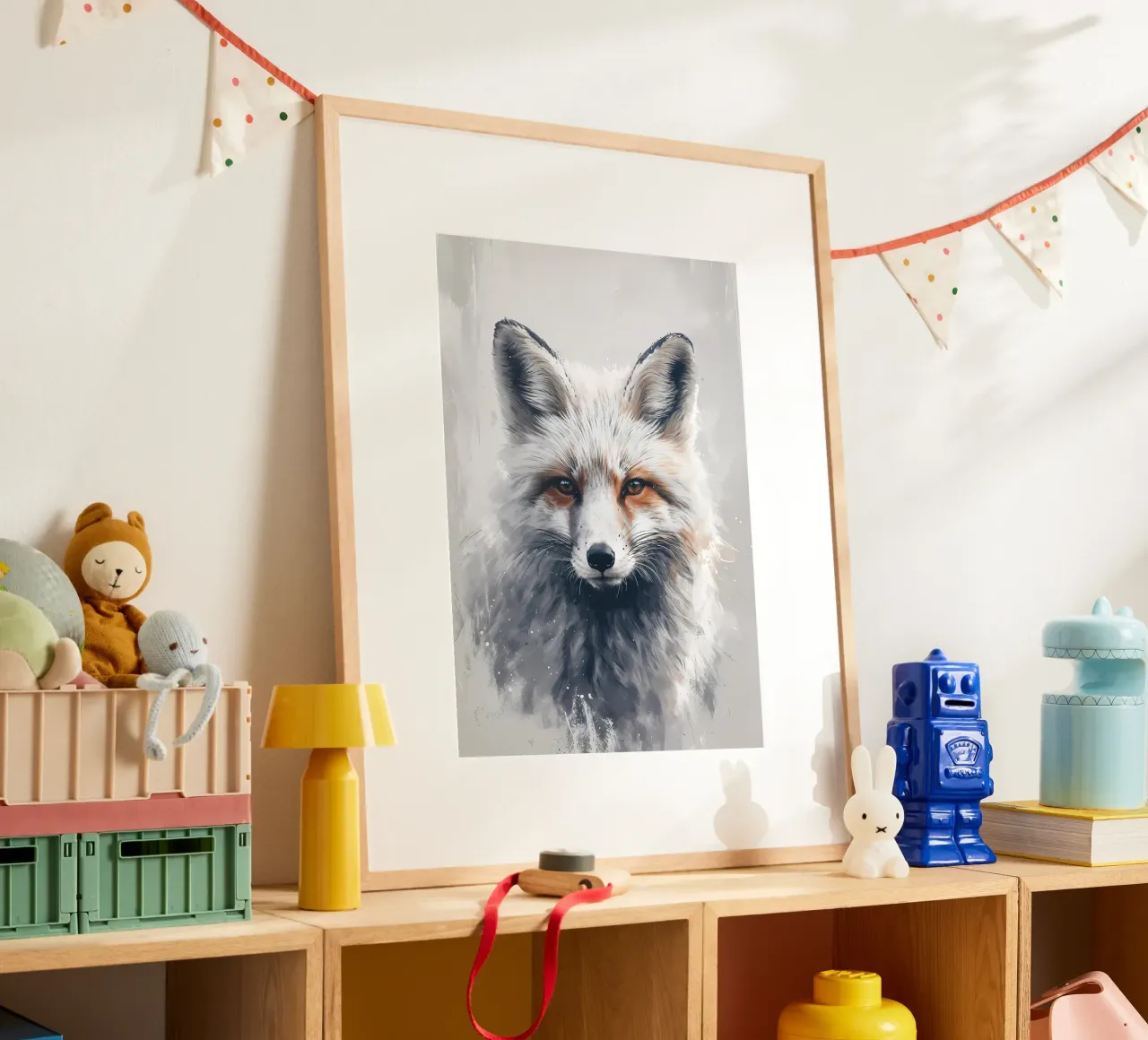 Sguardo maestoso della volpe poster con telaio in legno da Manh beo