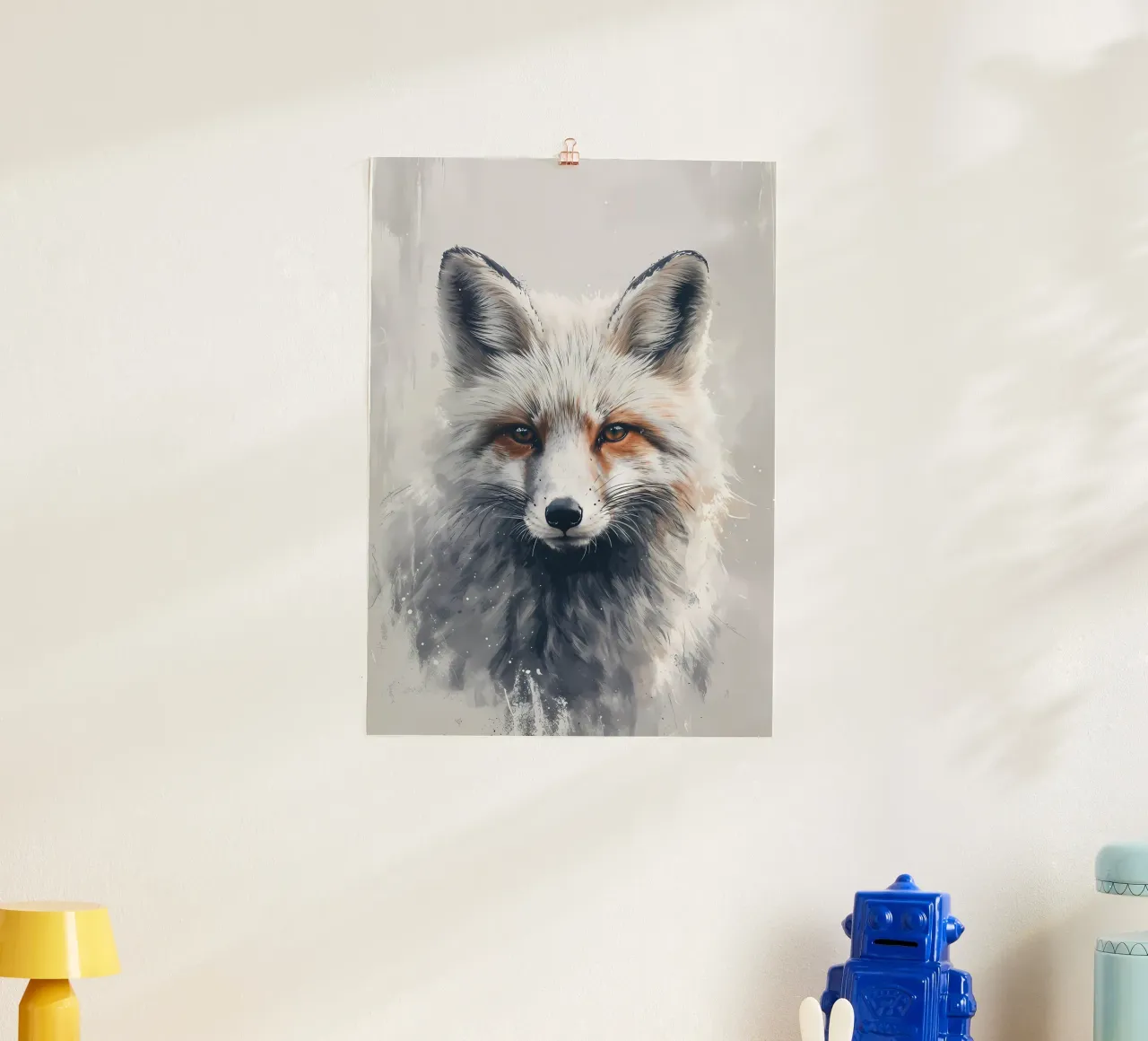 Sguardo maestoso della volpe poster con telaio in legno da Manh beo