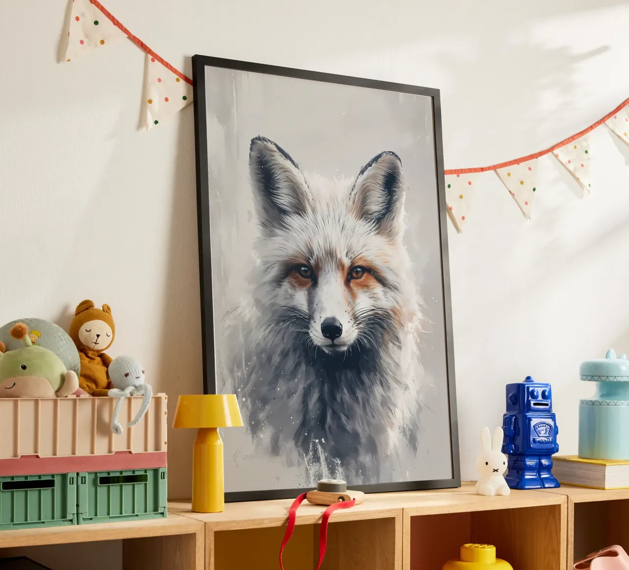 Sguardo maestoso della volpe poster con telaio in legno da Manh beo