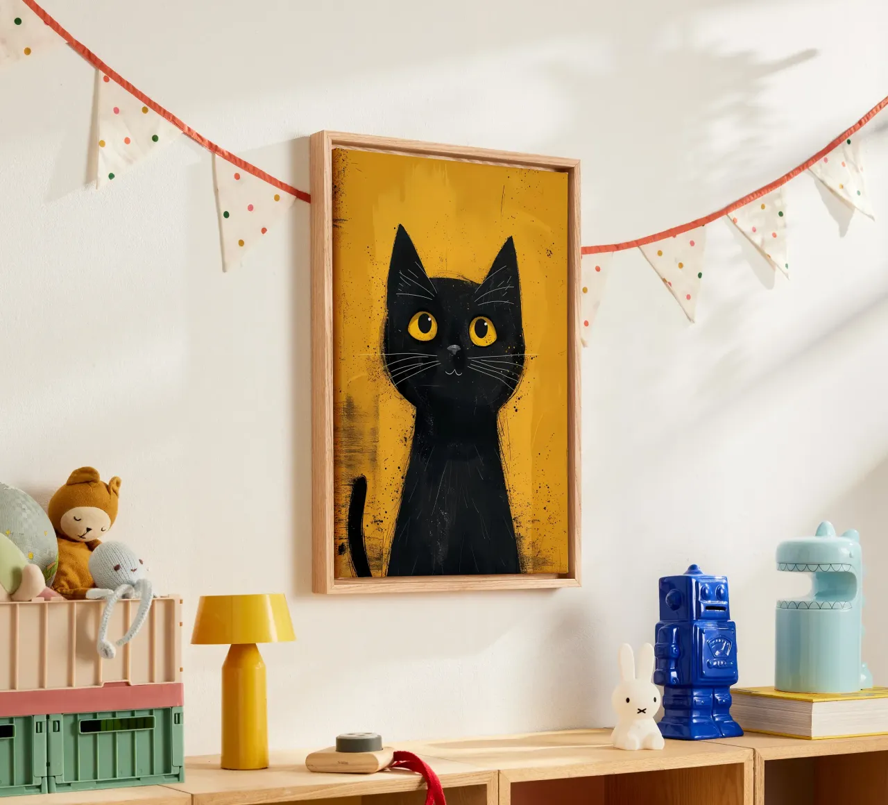 Gatto nero mistico tela con Cornice a cassetta da Manh beo