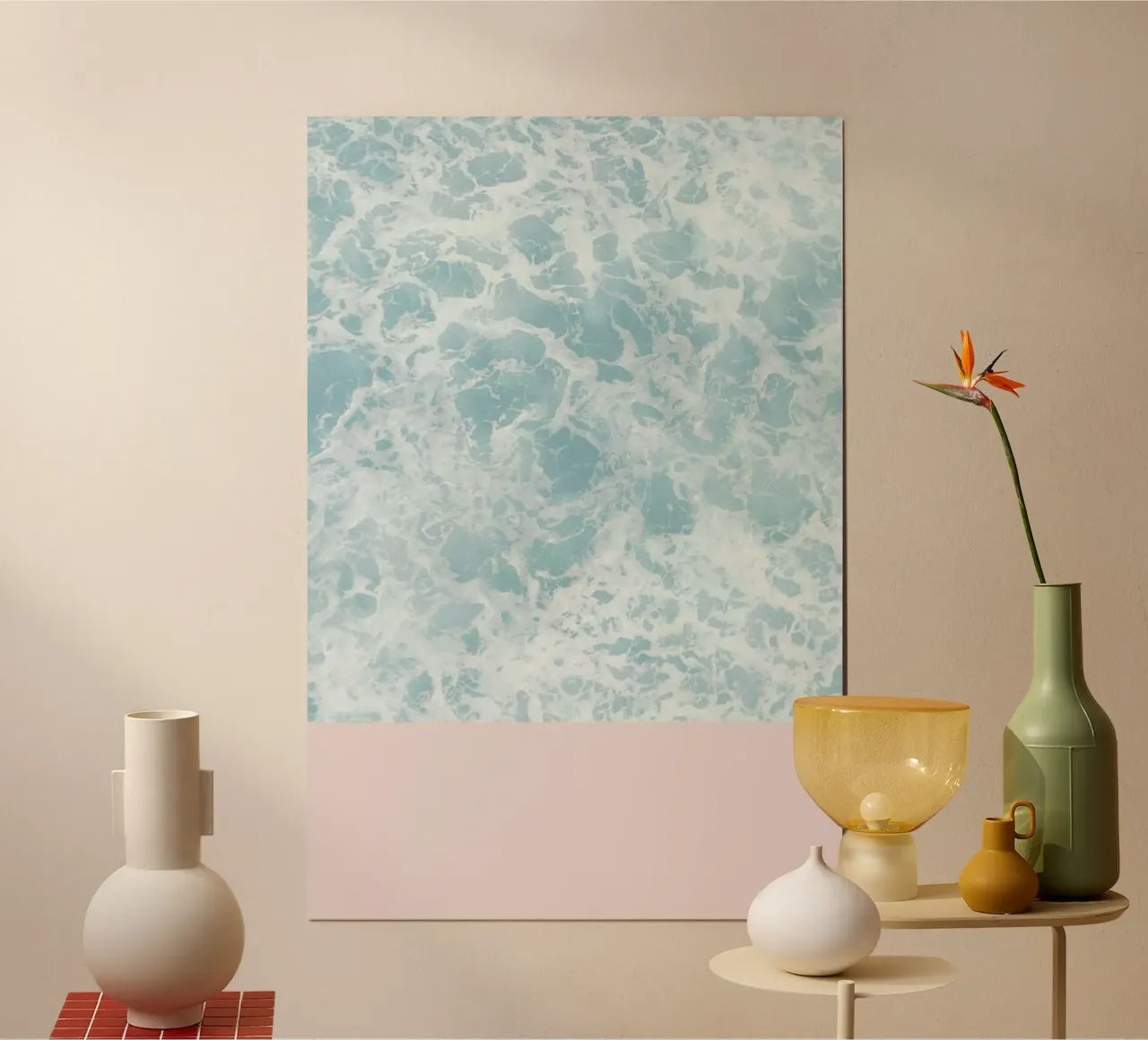 Pink on the Sea poster con telaio in alluminio da cafelab