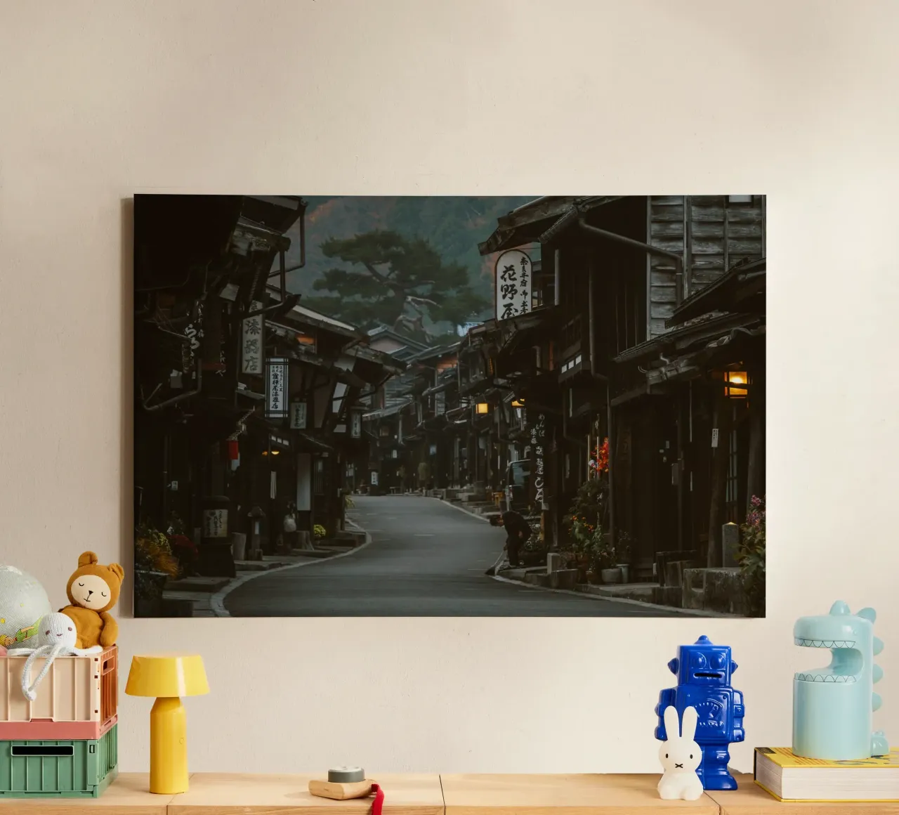 Japans bergdorp canvas met Baklijst van Marcel Bisig