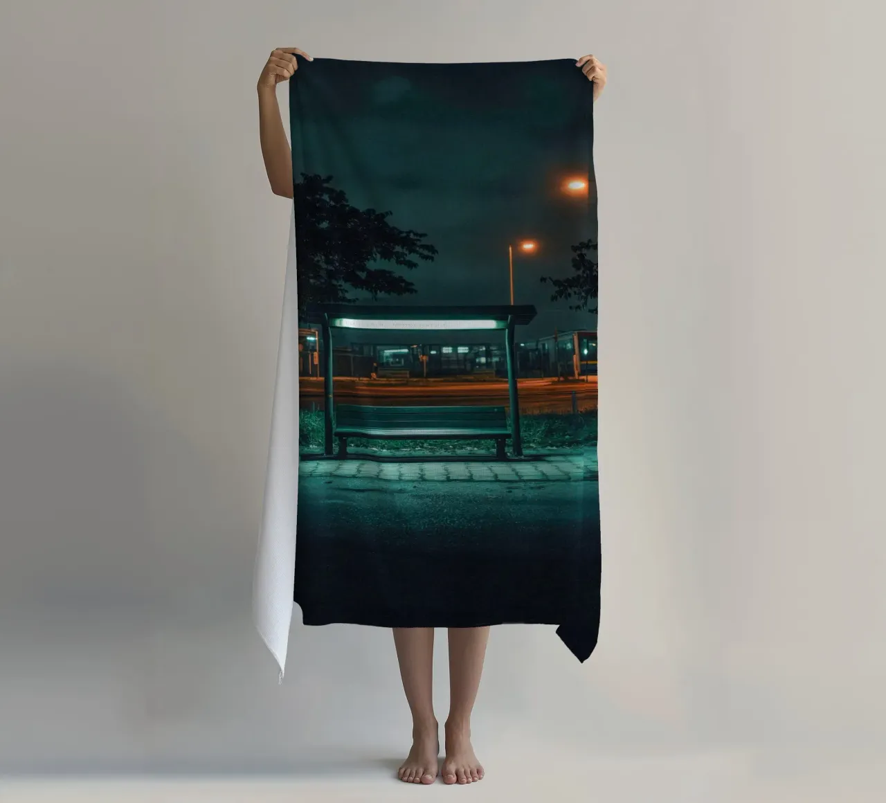 Silent Waiting in Hanoi beach towel by By Night