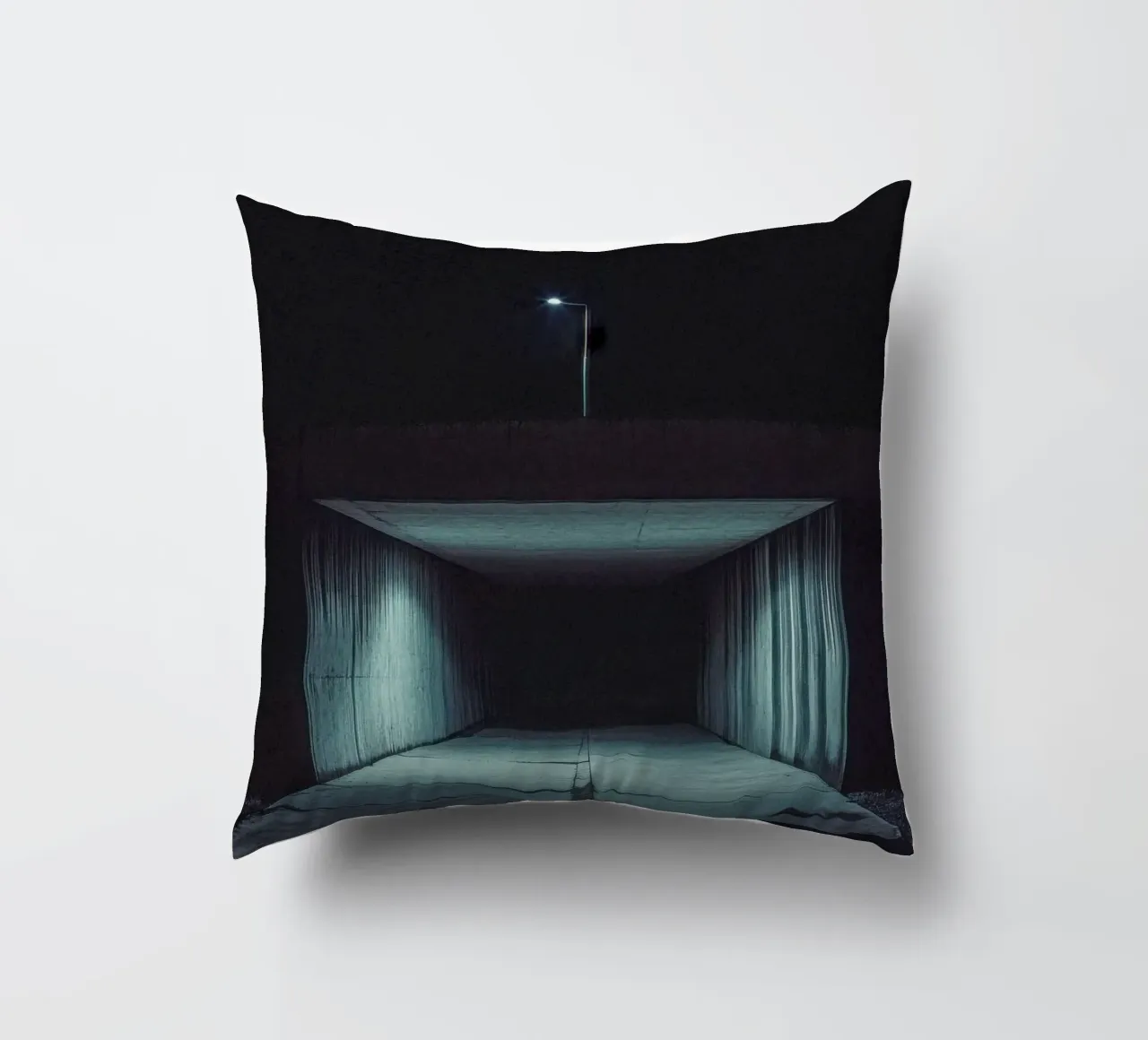 Dark Kathmandu: The charm of a tunnel under the moon decorative cushion by By Night