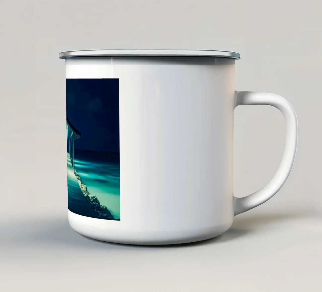 The Bridge of Dreams - Maldives under the Moon enamel mug by By Night