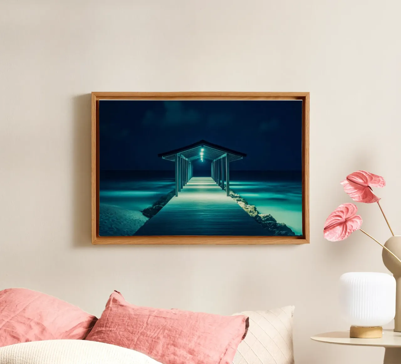 The Bridge of Dreams - Maldives under the Moon canvas by By Night