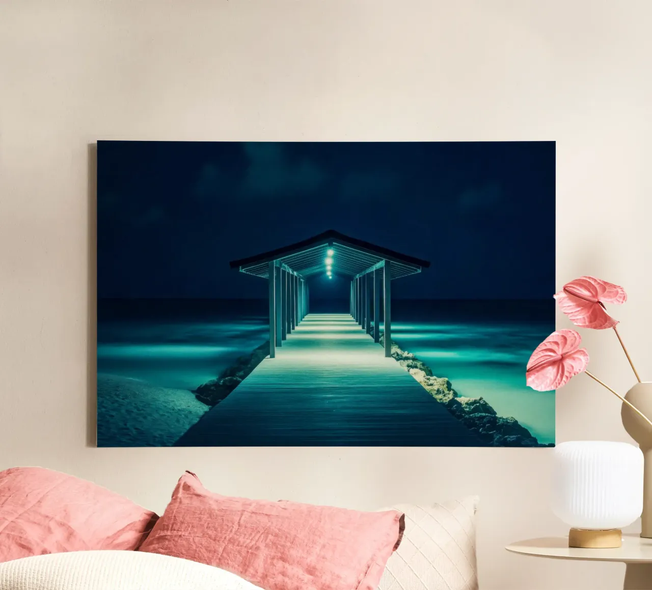 The Bridge of Dreams - Maldives under the Moon canvas by By Night