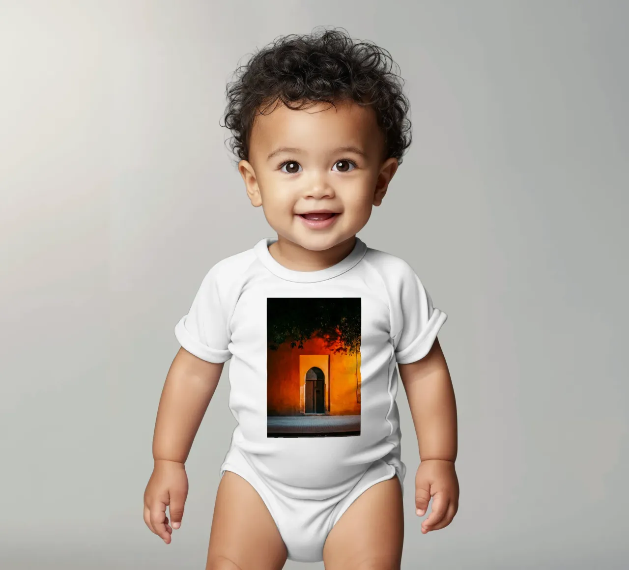 Mystical gateway to Marrakech at sunset short-sleeve baby romper by By Night