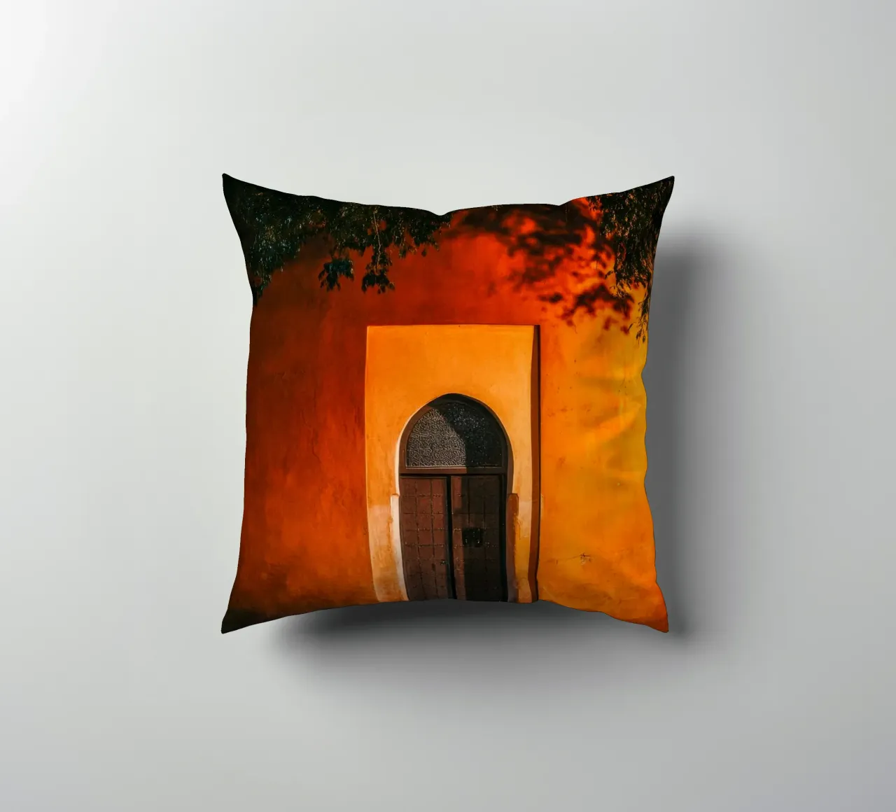 Mystical gateway to Marrakech at sunset decorative cushion by By Night