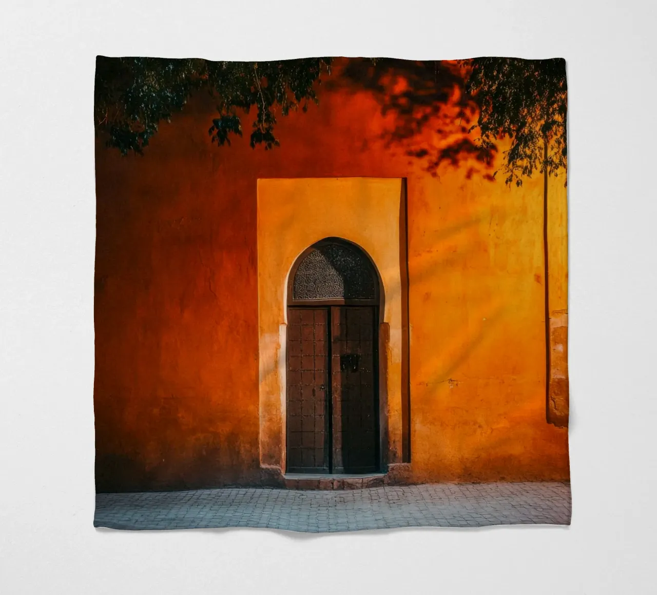 Mystical gateway to Marrakech at sunset fleece blanket by By Night
