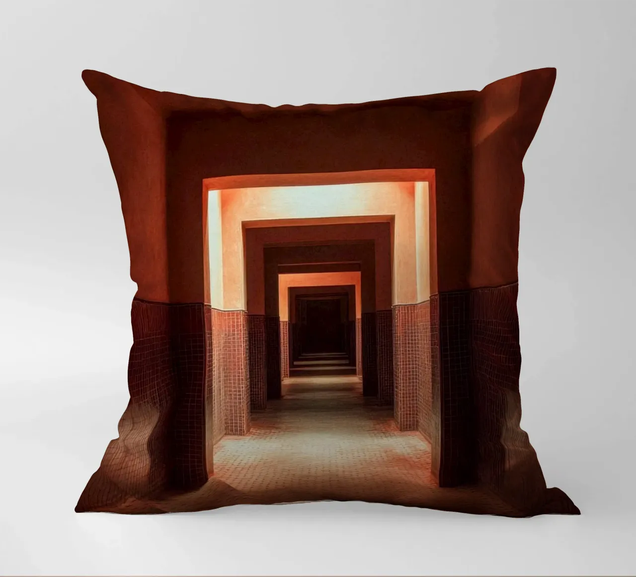 Le corridor infini de Marrakech decorative cushion by By Night