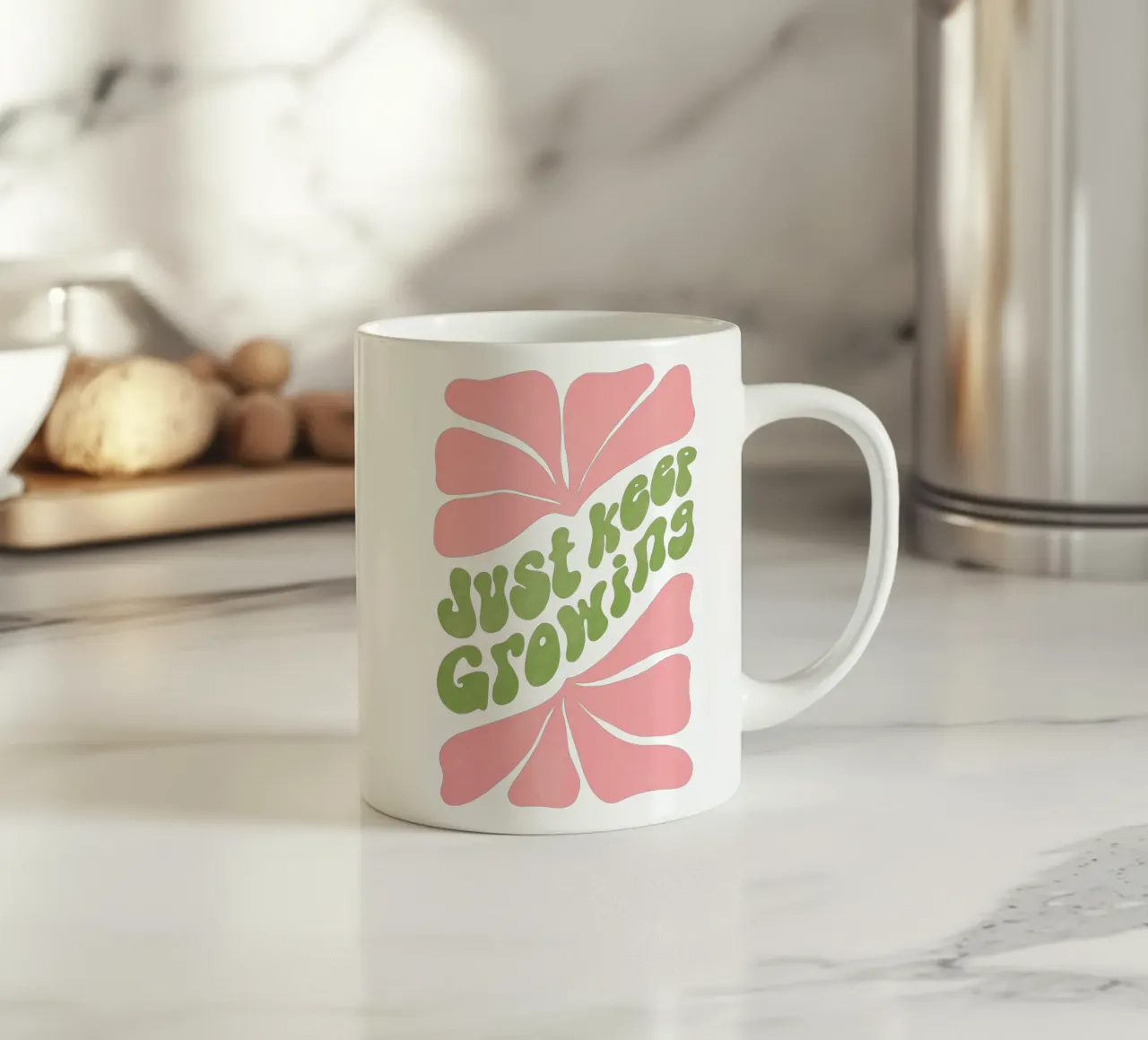 Retro Flower Power – Just Keep Growing Poster tazza in ceramica da Studio Mooodz