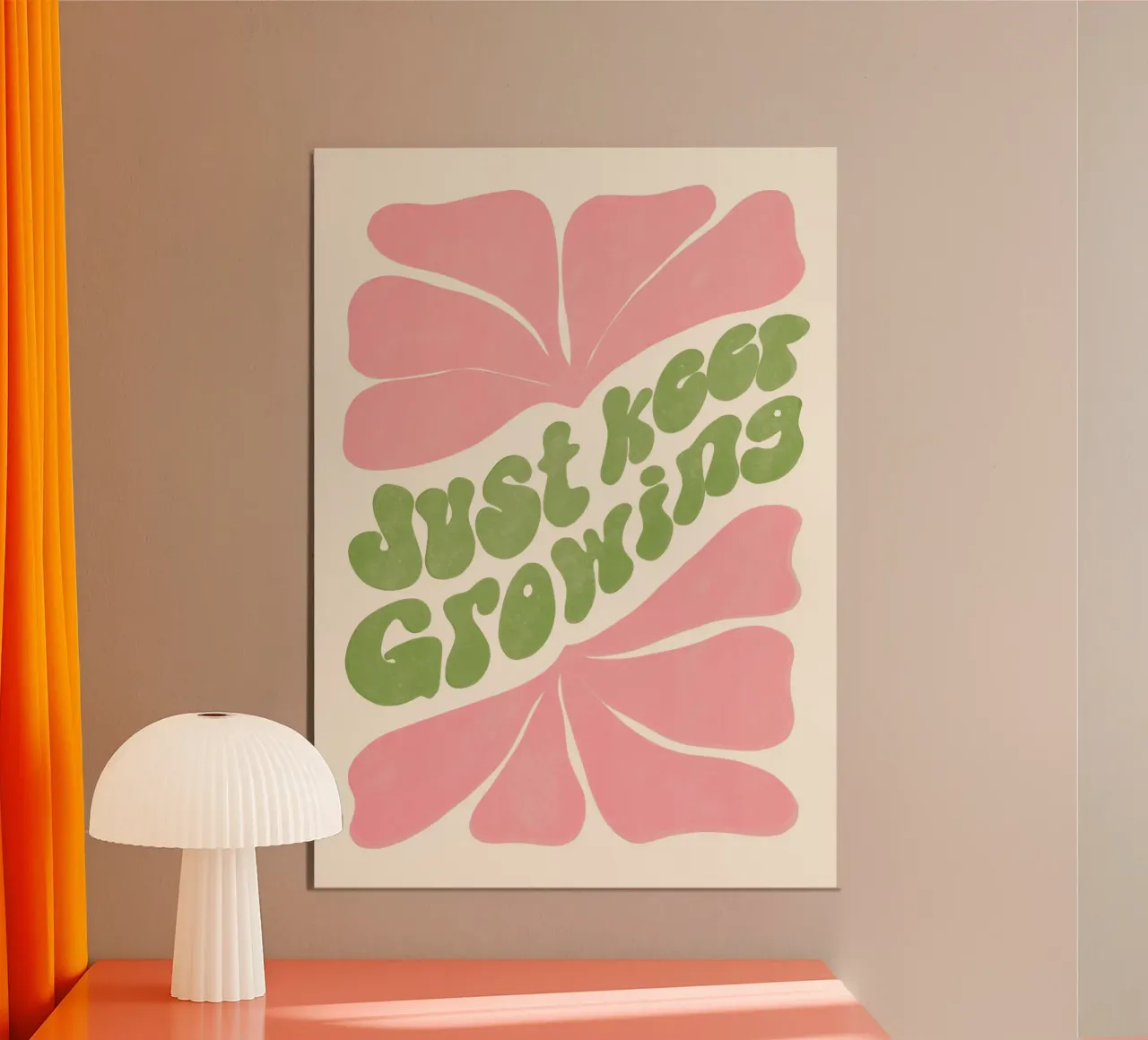 Retro Flower Power – Just Keep Growing Poster carta hahnemühle da Studio Mooodz