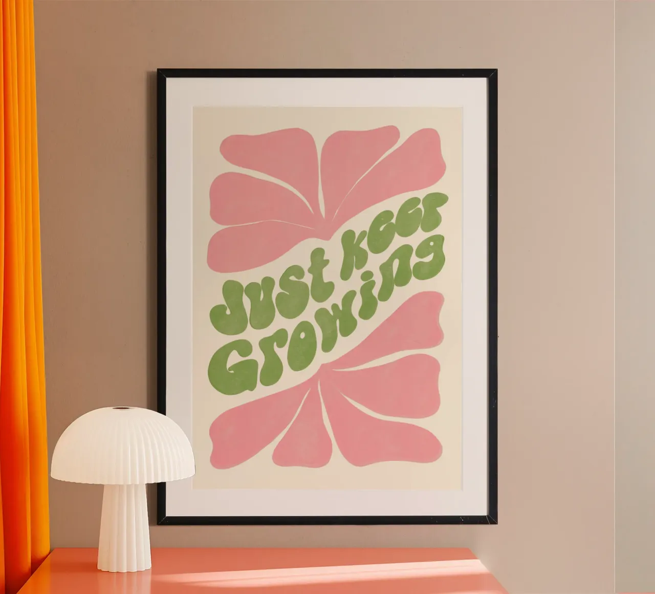 Retro Flower Power – Just Keep Growing Poster carta hahnemühle da Studio Mooodz