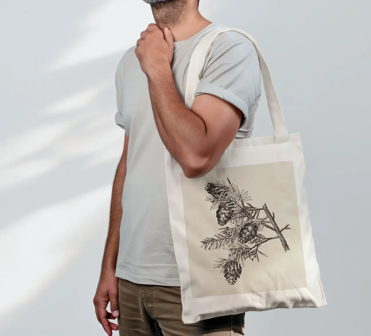Hemlock Pinecone Sketch borsa in juta da apoloprints