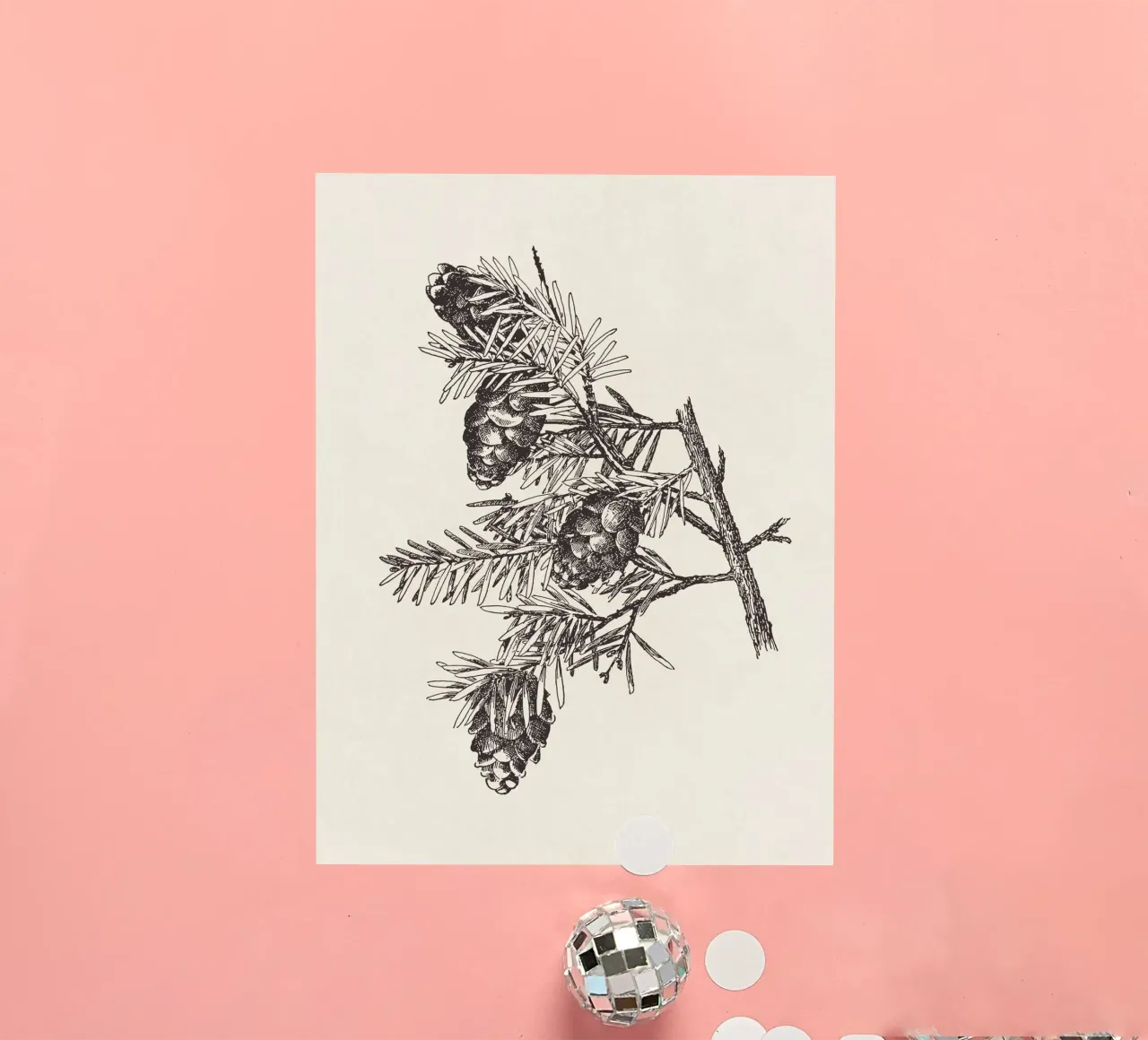 Hemlock Pinecone Sketch adesivo da apoloprints