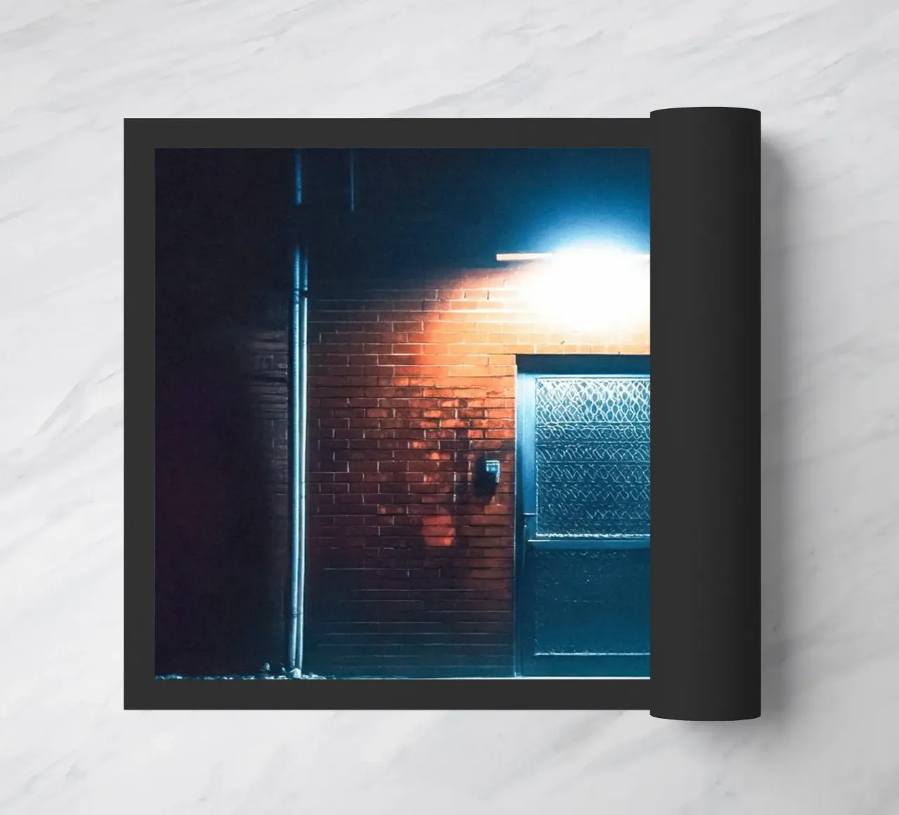 Illuminated Gate in Beijing: The Art of Simplicity doormat by By Night