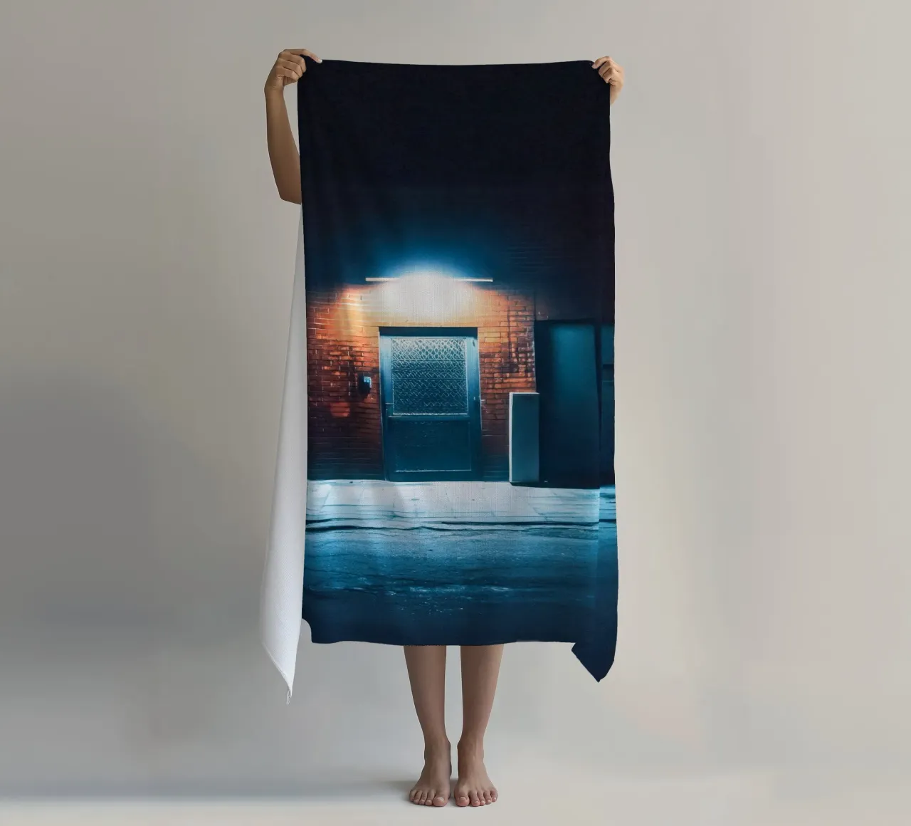 Illuminated Gate in Beijing: The Art of Simplicity beach towel by By Night