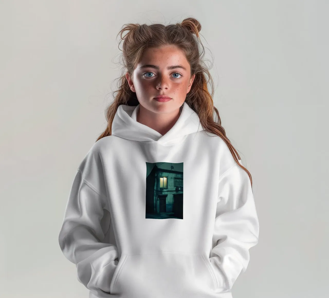 Lone Window in Beijing: A Glimmer in the Darkness kids hoodie by By Night