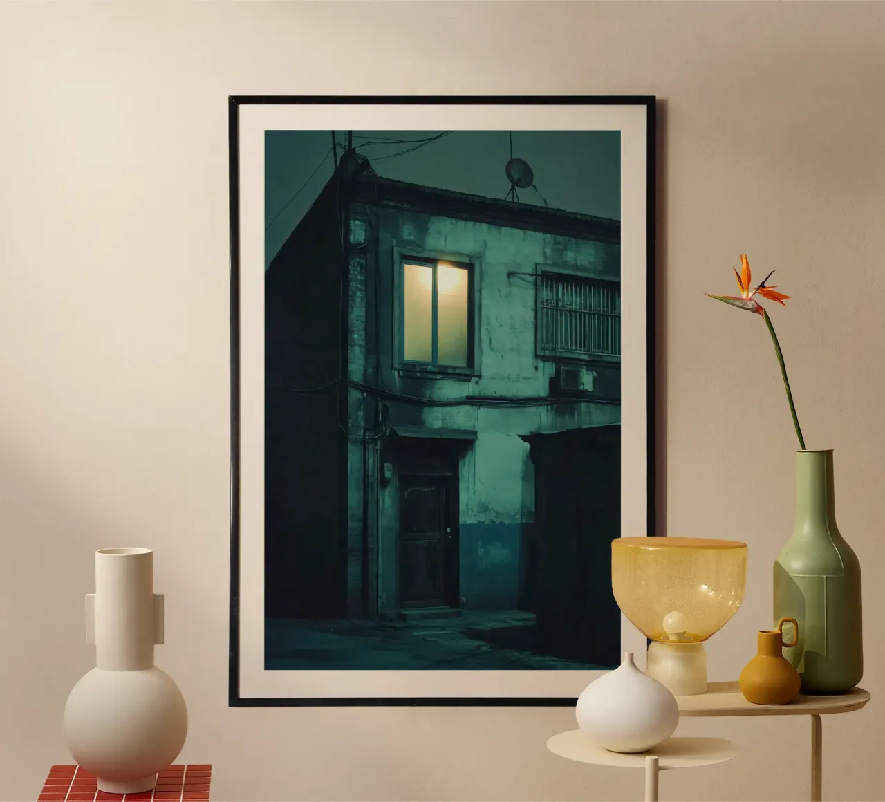 Lone Window in Beijing: A Glimmer in the Darkness hahnemühle by By Night