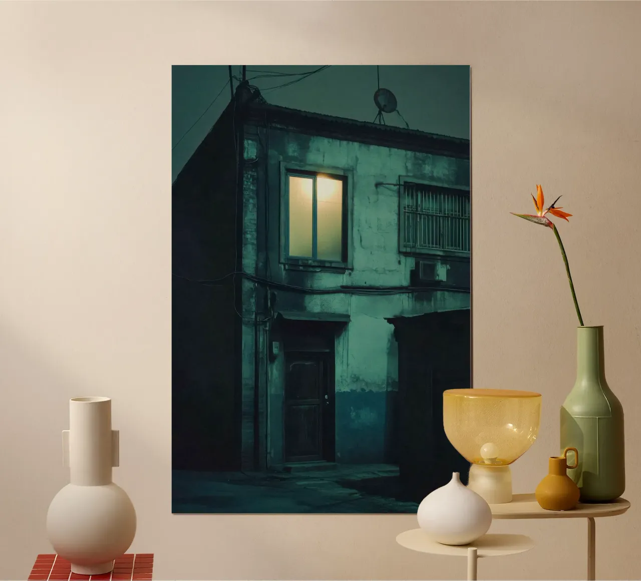 Lone Window in Beijing: A Glimmer in the Darkness hahnemühle by By Night