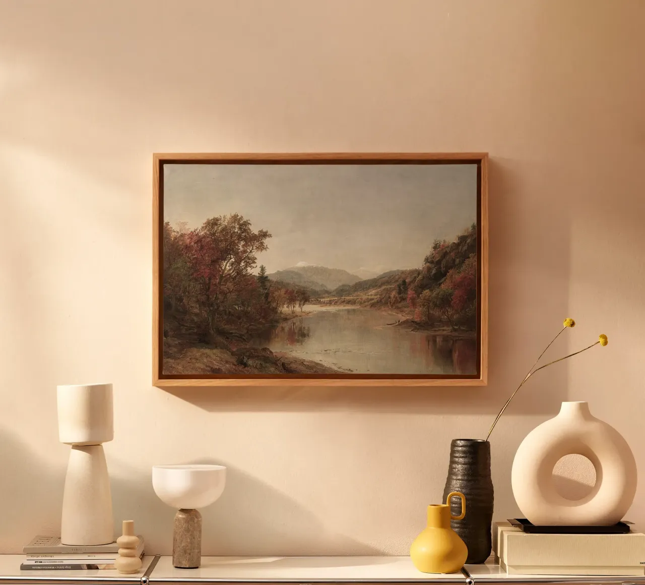 Autumn Riverside Scene tela con Cornice a cassetta da apoloprints