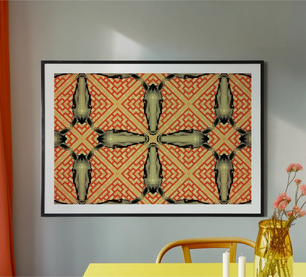Horse Pattern poster con telaio in alluminio da Chobopop