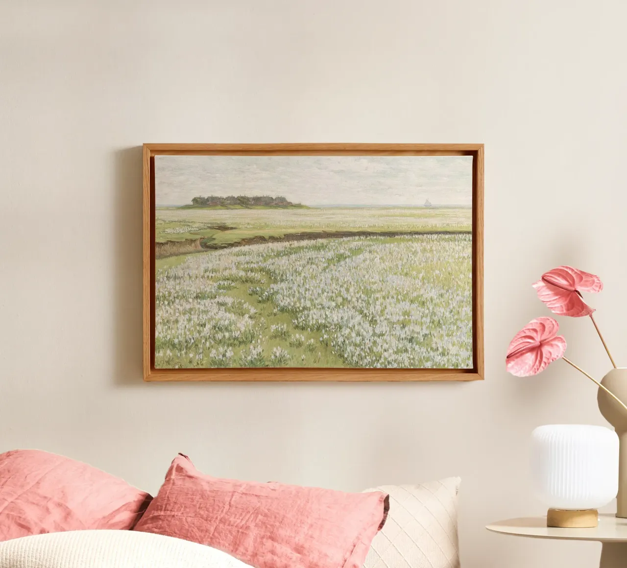 Spring Meadow Landscape Leinwand mit Schattenfugenrahmen von apoloprints