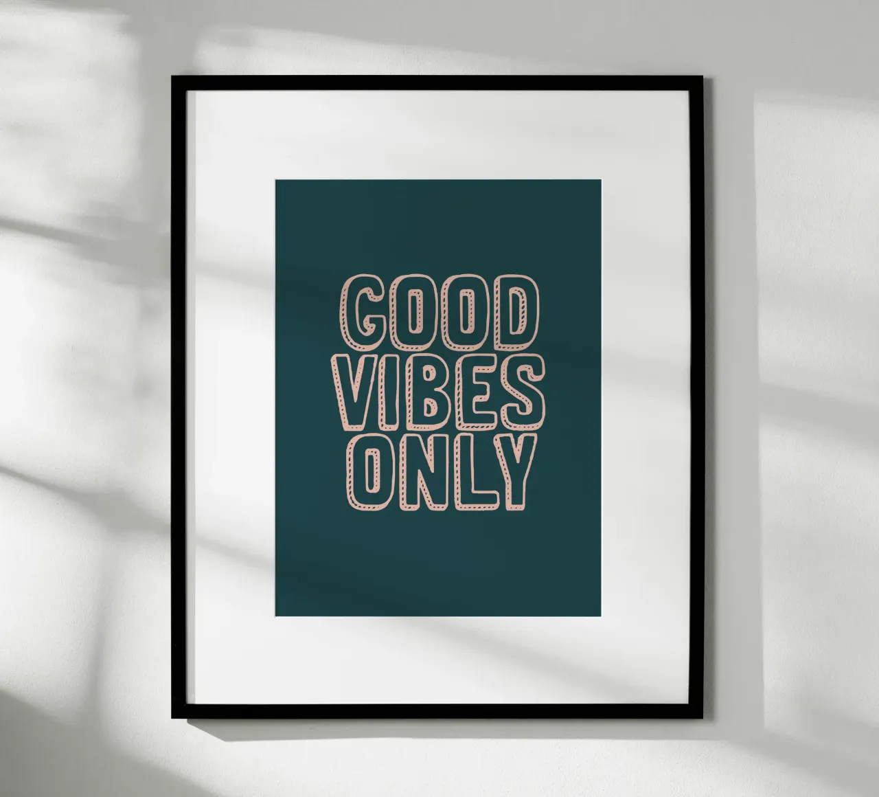 Solo buone vibrazioni poster con telaio in alluminio da Wall of Words