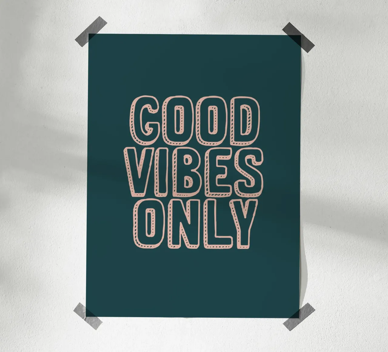 Solo buone vibrazioni poster con telaio in alluminio da Wall of Words