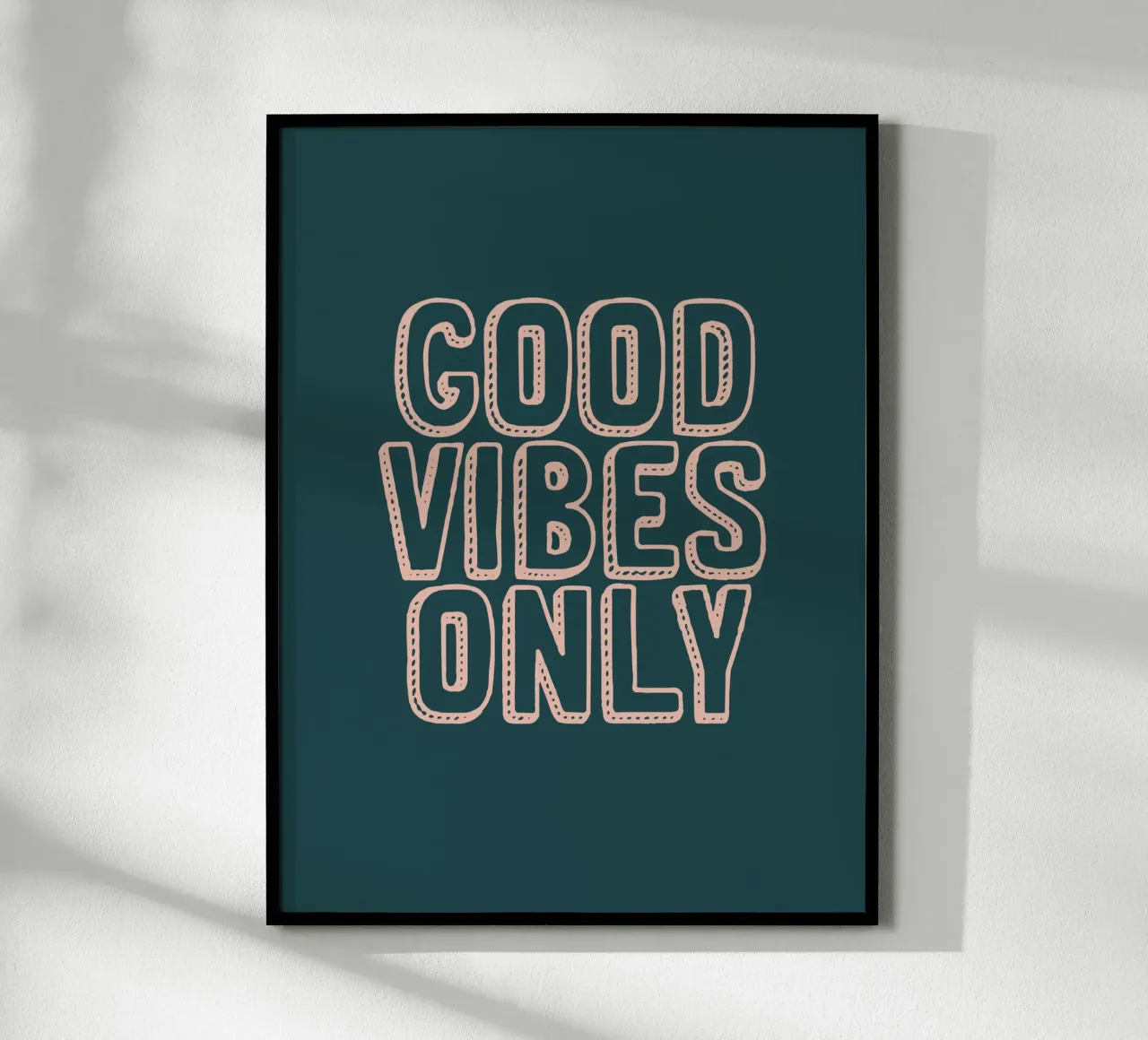 Solo buone vibrazioni poster con telaio in alluminio da Wall of Words