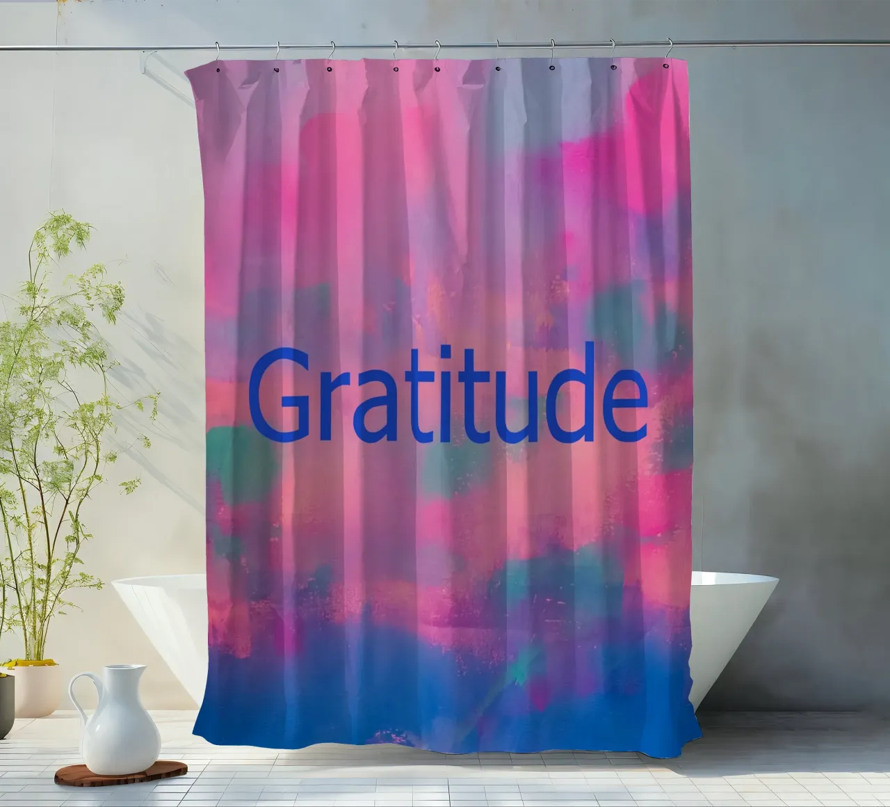 Levendige abstracte print 'Gratitude douchegordijn van FABOArt