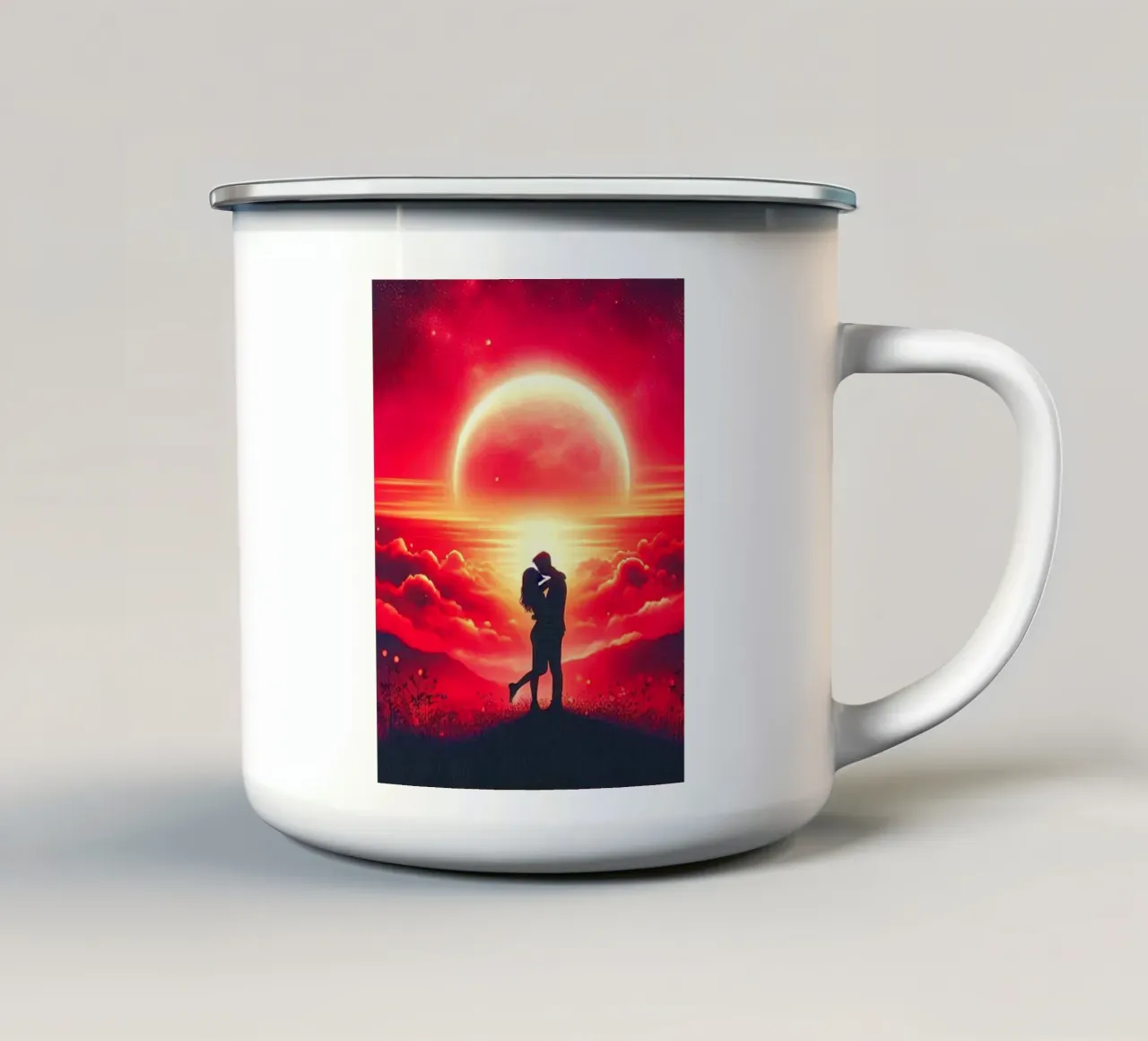 "Amore sotto un cielo di fuoco" tazza in smalto da ZARAH