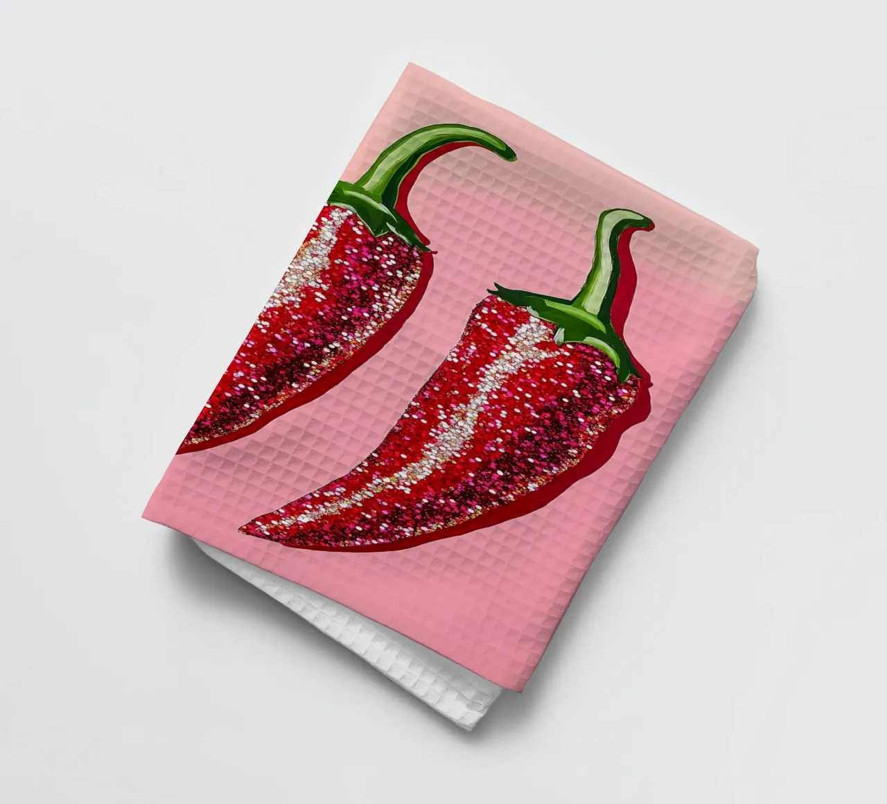 piments rouges pailletés torchon de Carinaprint