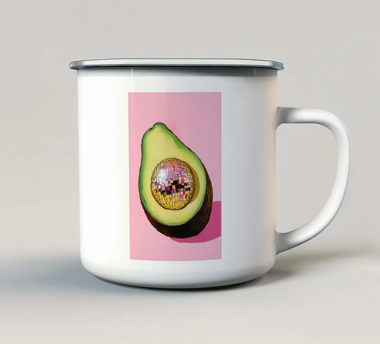 Palla da discoteca con avocado tazza in smalto da Carinaprint