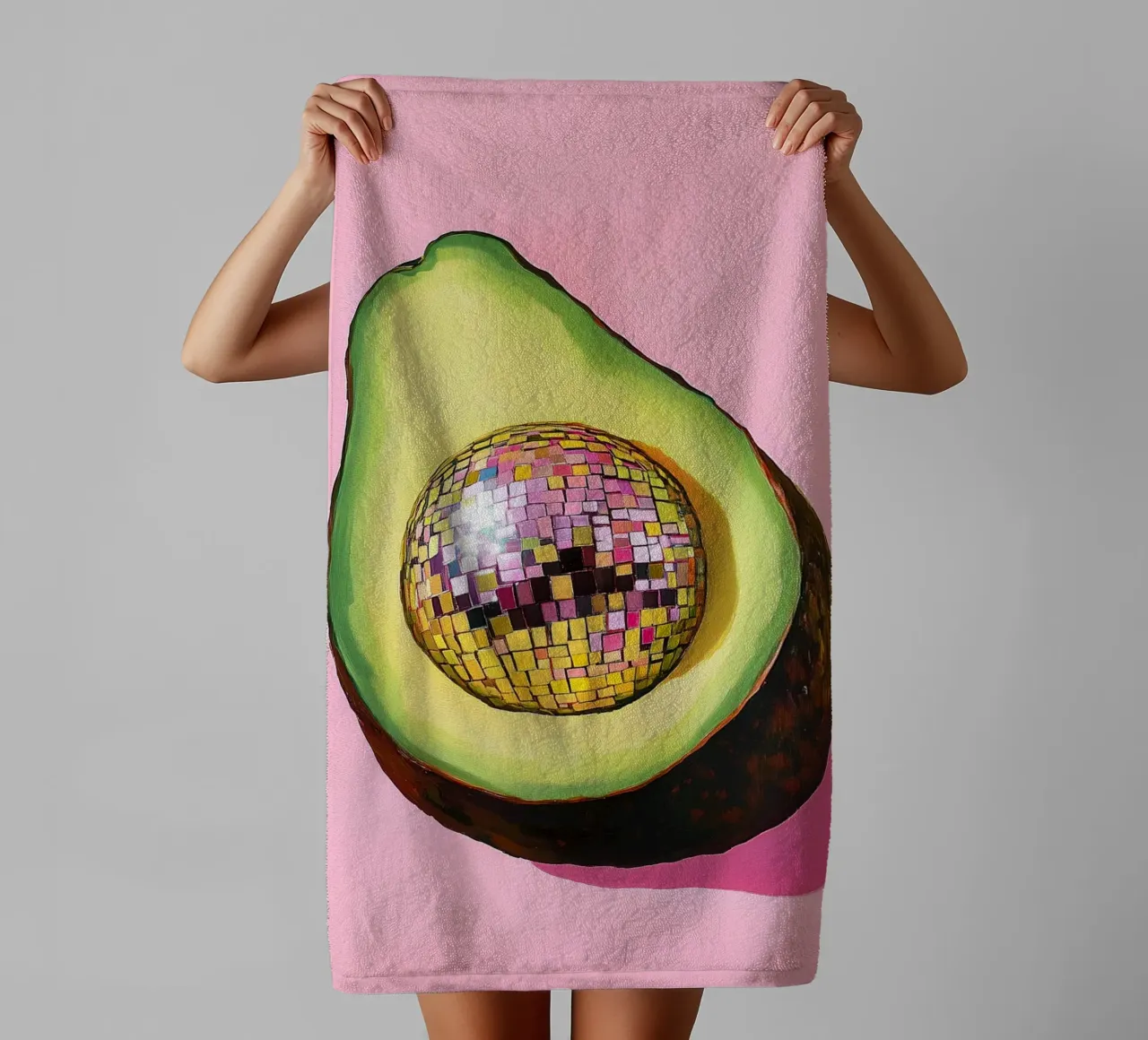 Palla da discoteca con avocado asciugamano da bagno da Carinaprint