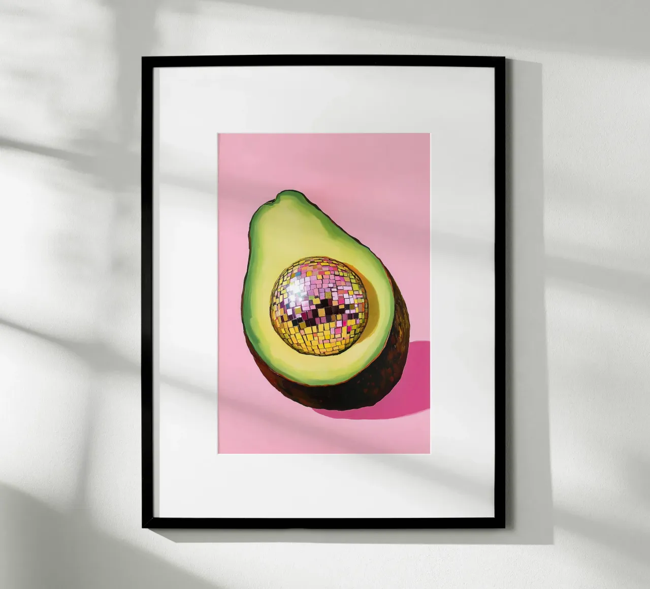 Discokugel mit Avocado Poster von Carinaprint