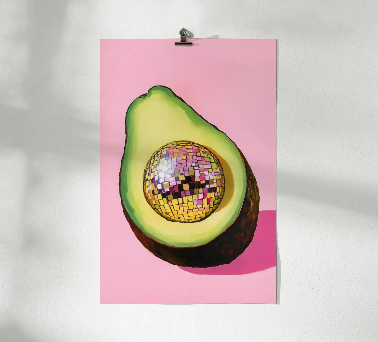 Discokugel mit Avocado Poster von Carinaprint