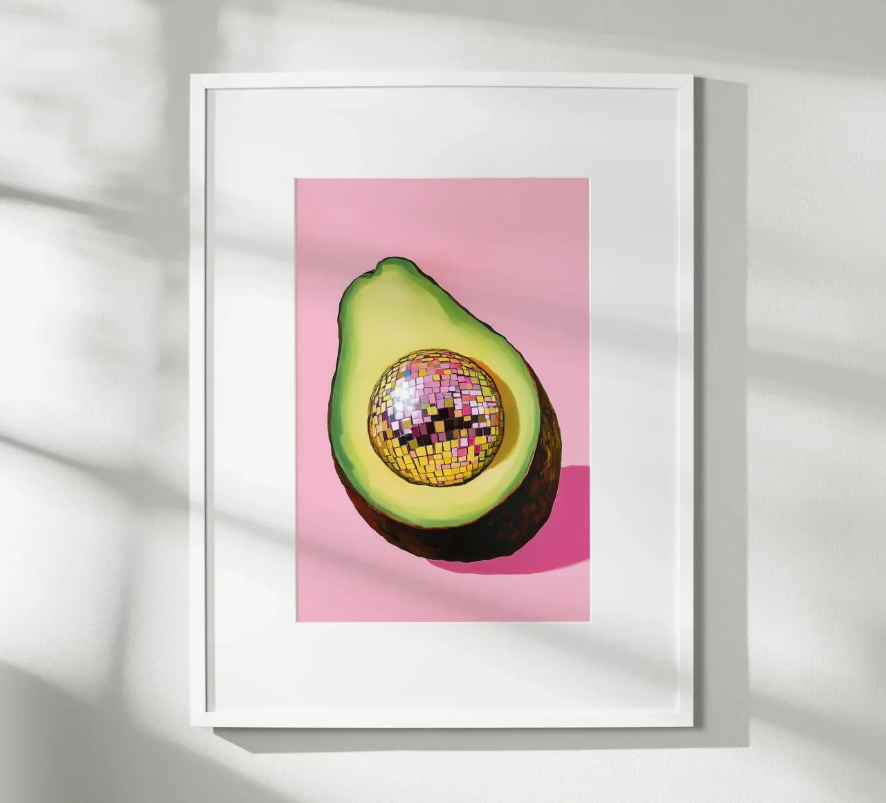 Discokugel mit Avocado Poster von Carinaprint