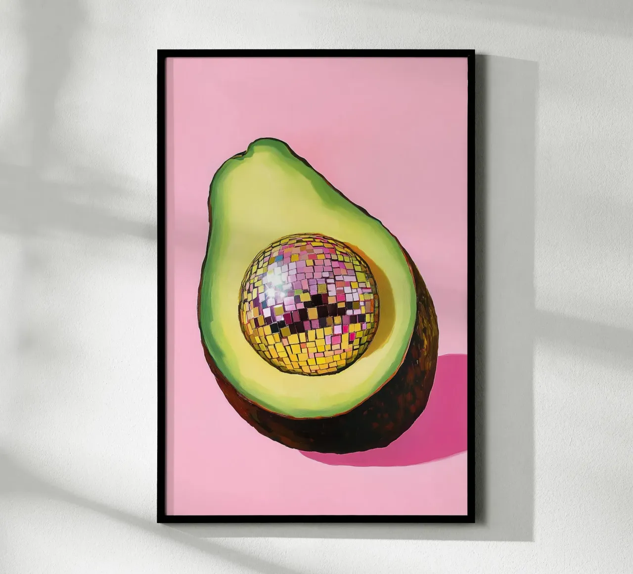 Discokugel mit Avocado Poster von Carinaprint