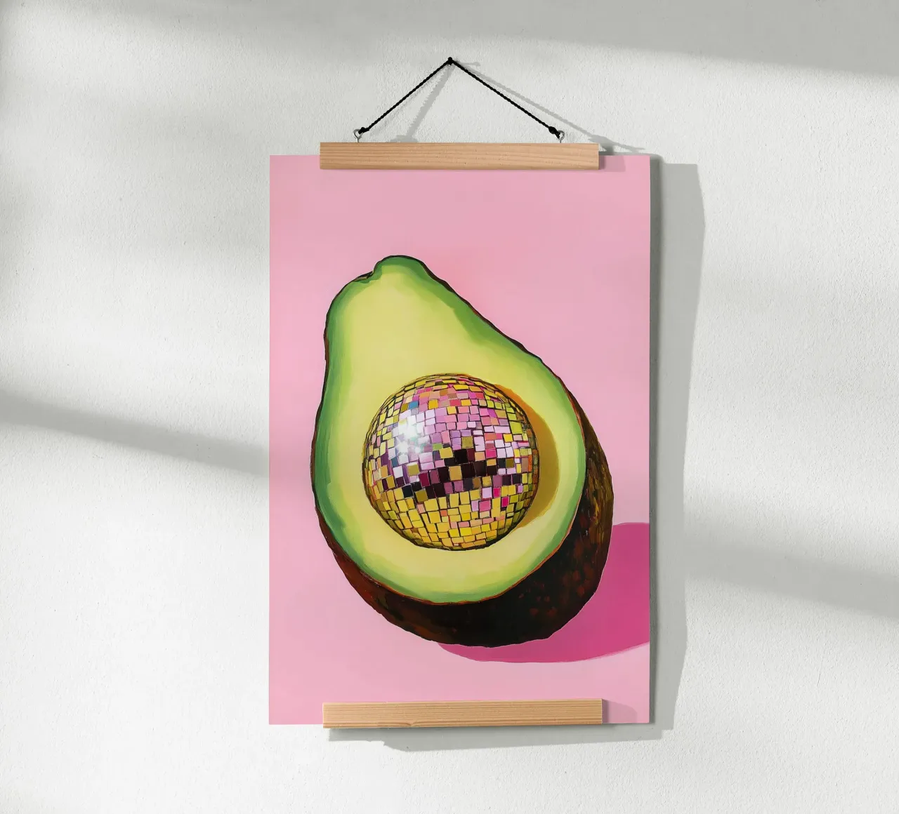 Discokugel mit Avocado Poster von Carinaprint