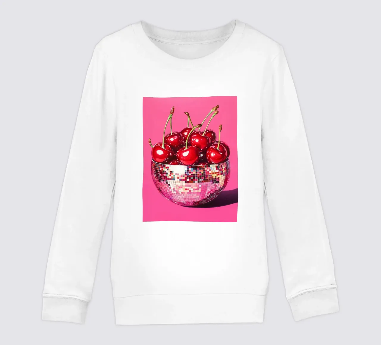 Disco ball with cherries kids sweatshirt by Carinaprint