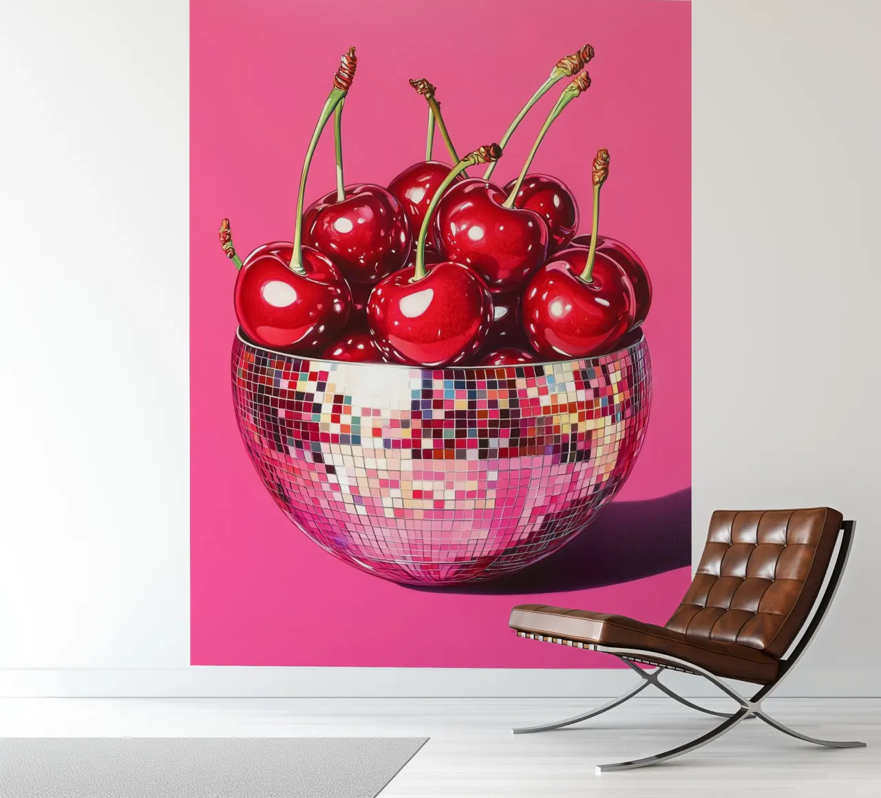 Bola de discoteca con cerezas papel para pared de Carinaprint