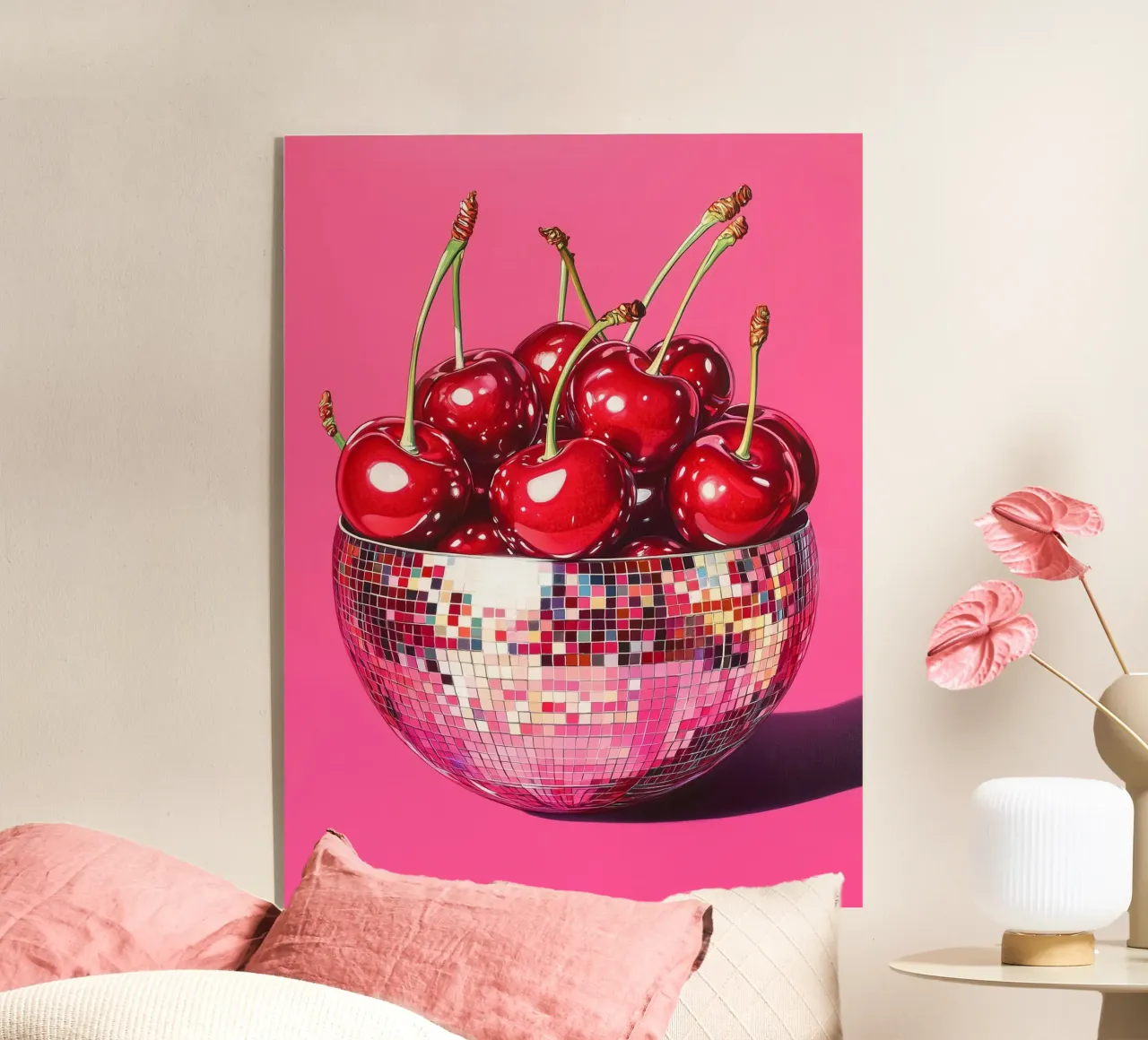 Disco ball with cherries acrylic glass by Carinaprint