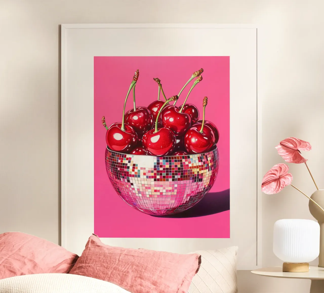 Disco ball with cherries poster by Carinaprint
