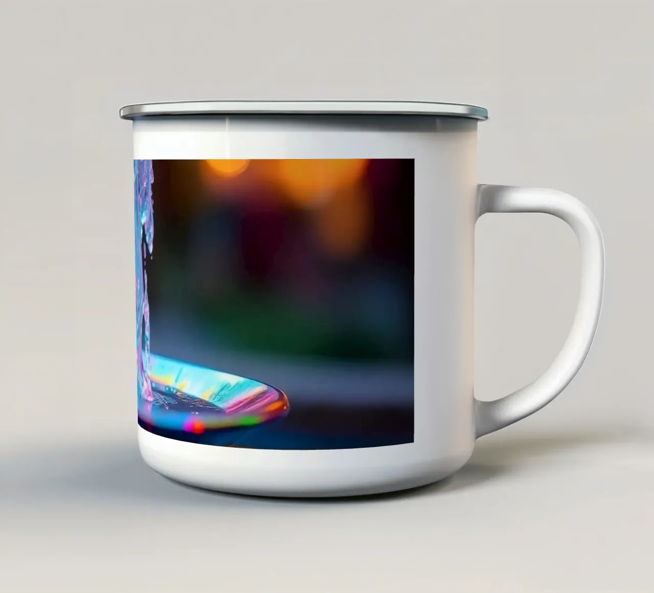 Une fontaine colorée crée un spectacle lumineux fascinant mug en émail de DesignDoodle