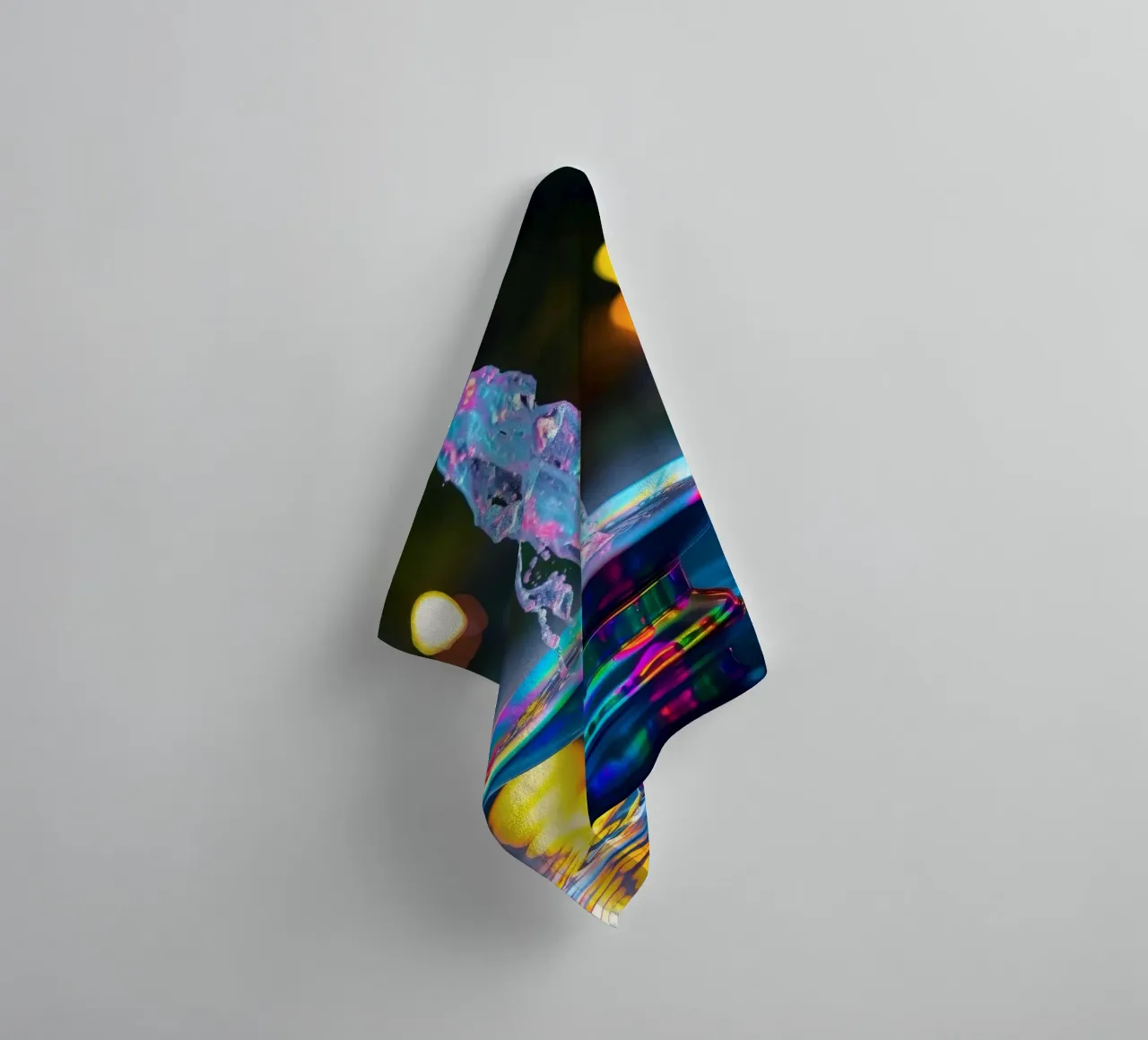 Une fontaine colorée crée un spectacle lumineux fascinant serviette de bain de DesignDoodle