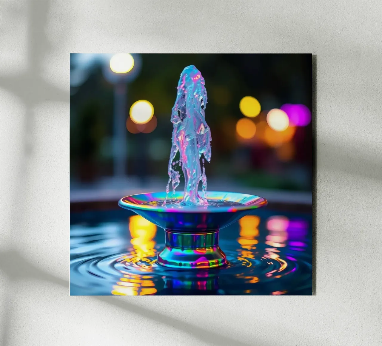 Une fontaine colorée crée un spectacle lumineux fascinant alu dibond de DesignDoodle